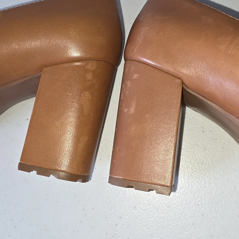 Naturalizer Callie-Moc Leather Loafers Size 8 High Heel Lug Sole Slip-on Shoes - Picture 9 of 16